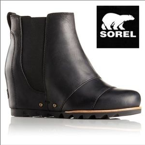 Sorel Lea Wedge Black Waterproof Ankle Boots 8.5
